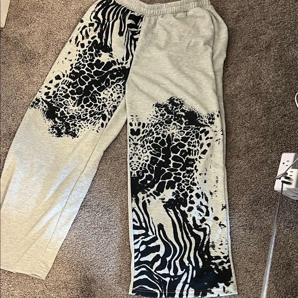 Gray Animal Print Lounge Pants